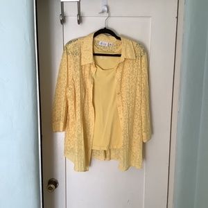 Denim & Co. Women’s Yellow Top Shirt Set Size 1X